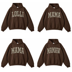Personalized Grandma Hoodie, Custom Family Title Camo Collegiate Design, Choose Mama Nana Gigi Auntie or Your Own Text, Gift for Mom Grandma Aunt