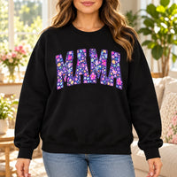 Personalized Grandma Nickname Sweatshirt, Custom Nana Granny Mimi Mom Aunt Floral Letter Gift