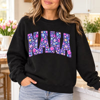 Personalized Grandma Nickname Sweatshirt, Custom Nana Granny Mimi Mom Aunt Floral Letter Gift