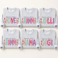 Personalized Grandma Nickname Sweatshirt, Floral Happiness Family Title Crewneck for Grammy Gigi Mimi Mom Aunt Abuela, Mother's Day Birthday Gift