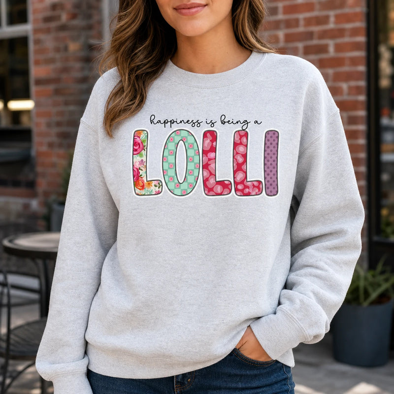 Personalized Grandma Nickname Sweatshirt, Floral Happiness Family Title Crewneck for Grammy Gigi Mimi Mom Aunt Abuela, Mother's Day Birthday Gift