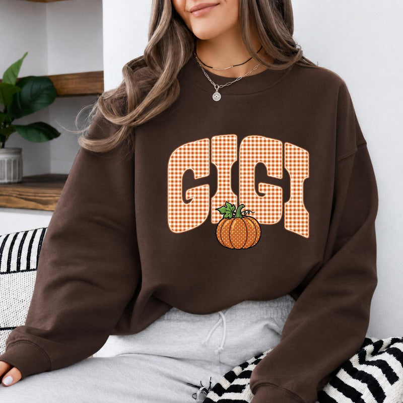 Personalized Grandma Pumpkin Sweatshirt, Custom Choose Your GIGI MAMA MIMI NANA HONEY Fall Nickname, Thanksgiving Gift for Mom or Grandma