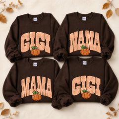 Personalized Grandma Pumpkin Sweatshirt, Custom GIGI MAMA MIMI NANA HONEY Fall Nickname Gift for Mom or Grandma