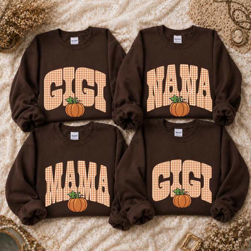 Personalized Grandma Pumpkin Sweatshirt, Custom Choose Your GIGI MAMA MIMI NANA HONEY Fall Nickname, Thanksgiving Gift for Mom or Grandma