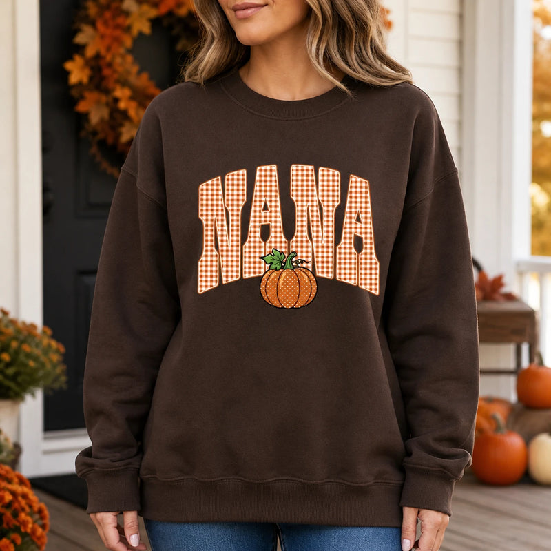 Personalized Grandma Pumpkin Sweatshirt, Custom GIGI MAMA MIMI NANA HONEY Fall Nickname Gift for Mom or Grandma