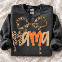 Personalized Grandma Sweatshirt, Charcoal Leopard Bow