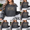 Personalized Grandma Sweatshirt, Custom Choose Your Family Nickname Leopard Print Design, Mama Mimi Gigi Auntie Mom Gift for Her