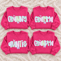 Personalized Grandma Sweatshirt, Custom Choose Your Family Nickname, Pastel Coquette Floral Bow Design, Granny Grammy Auntie Mom Gift