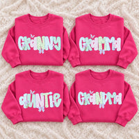 Personalized Grandma Sweatshirt, Custom Choose Your Family Nickname, Pastel Coquette Floral Bow Design, Granny Grammy Auntie Mom Gift