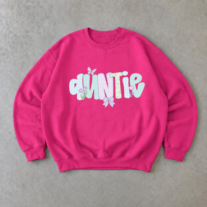 Personalized Grandma Sweatshirt, Custom Choose Your Family Nickname, Pastel Coquette Floral Bow Design, Granny Grammy Auntie Mom Gift