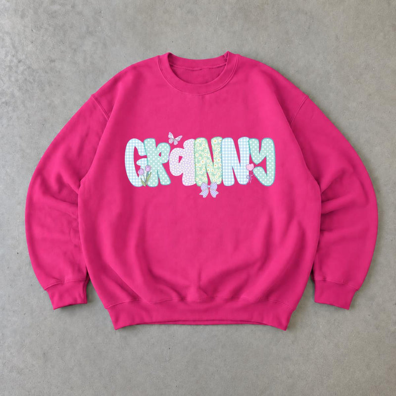 Personalized Grandma Sweatshirt, Custom Choose Your Family Nickname, Pastel Coquette Floral Bow Design, Granny Grammy Auntie Mom Gift