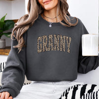 Personalized Grandma Sweatshirt, Custom Choose Your Family Nickname Leopard Print Design, Mama Mimi Gigi Auntie Mom Gift for Her