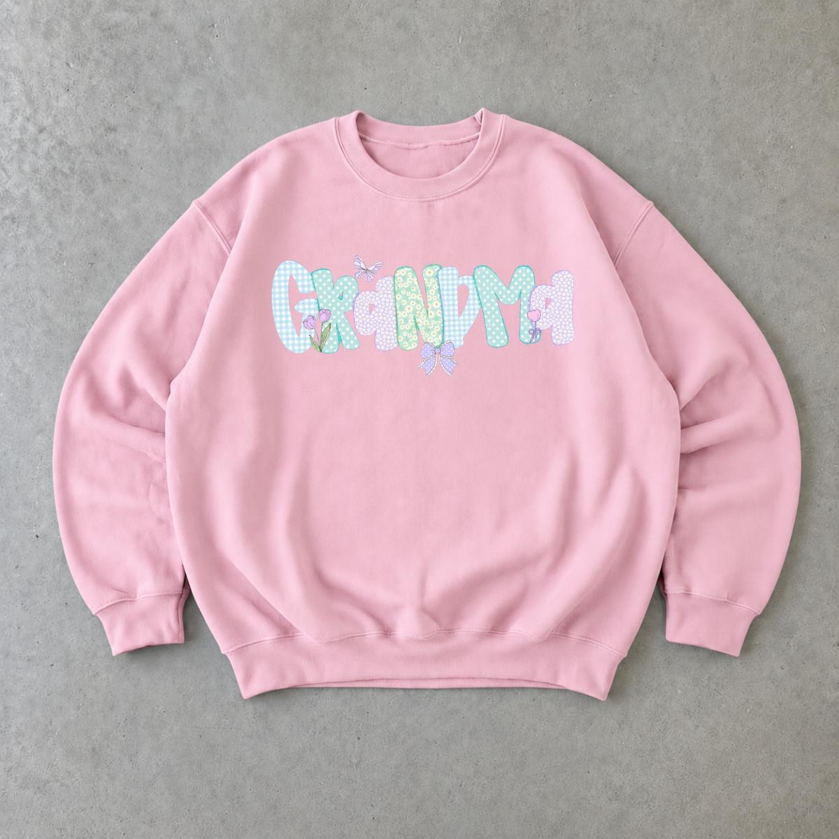 Personalized Grandma Sweatshirt, Custom Family Name Coquette Floral Bow Design, Choose Mama Granny Auntie Text, Mother's Day Gift