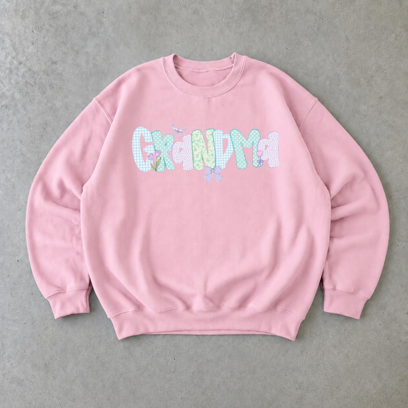 Personalized Grandma Sweatshirt, Custom Family Name Coquette Floral Bow Design, Choose Mama Granny Auntie Text, Mother's Day Gift