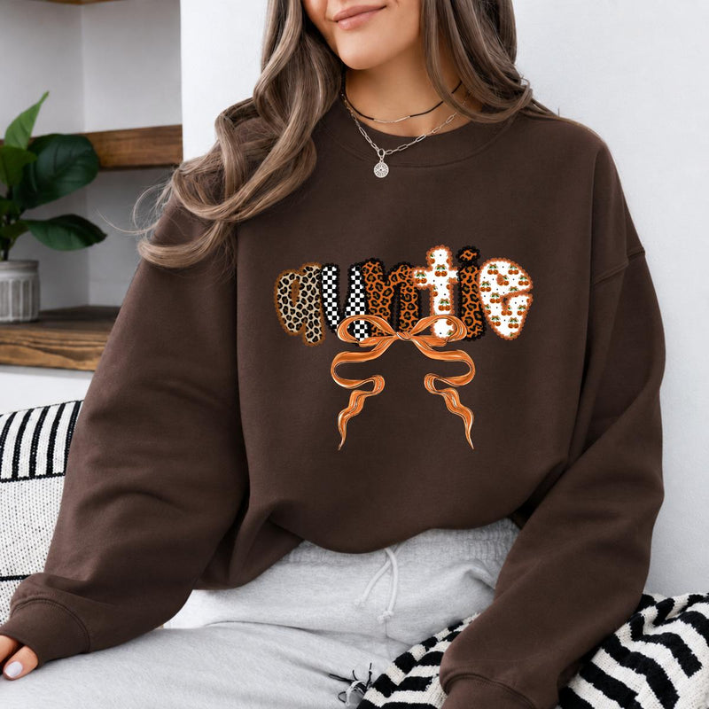 Personalized Grandma Sweatshirt, Custom Family Title Leopard Bow Design, Choose Mama Mimi Gigi Nana Auntie or Custom Text Gift