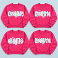 Personalized Grandma Sweatshirt, Custom Family Nickname, Pastel Coquette Floral Bow Gift for Granny Grammy Auntie Mom