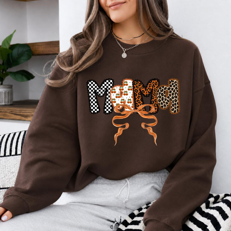 Personalized Grandma Sweatshirt, Custom Family Title Leopard Bow Design, Choose Mama Mimi Gigi Nana Auntie or Custom Text Gift