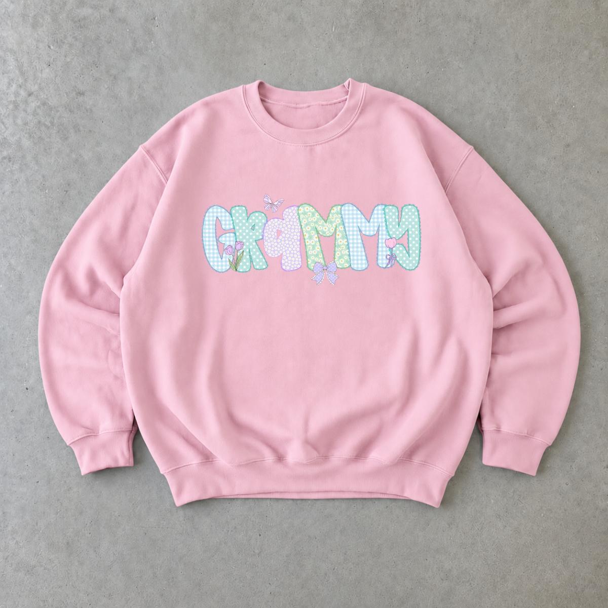 Personalized Grandma Sweatshirt, Custom Family Name Coquette Floral Bow Design, Choose Mama Granny Auntie Text, Mother's Day Gift