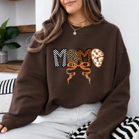 Personalized Grandma Sweatshirt, Custom Family Title Leopard Bow Design, Choose Mama Mimi Gigi Nana Auntie or Custom Text Gift