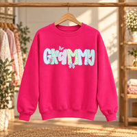 Personalized Grandma Sweatshirt, Custom Family Nickname, Pastel Coquette Floral Bow Gift for Granny Grammy Auntie Mom