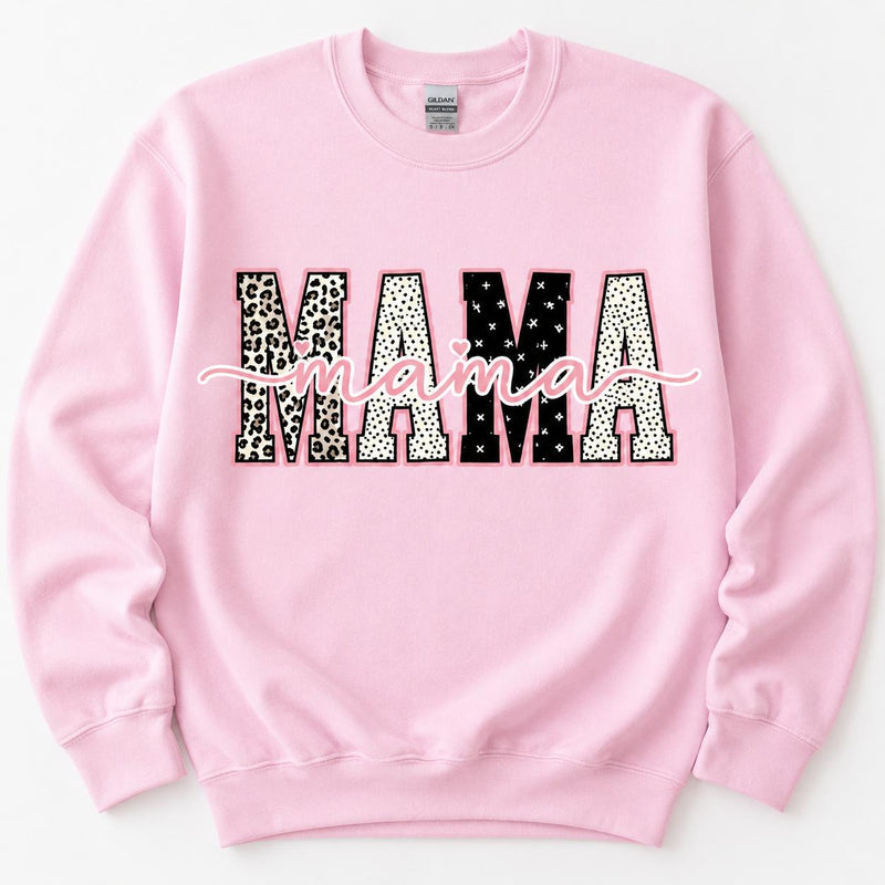 Personalized Grandma Sweatshirt, Custom Gigi Mimi Mama Auntie Nickname Design, Mother's Day Family Gift, Women, Pink Leopard Print Script Style