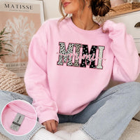 Personalized Grandma Sweatshirt, Custom Gigi Mimi Mama Auntie Nickname Design, Mother's Day Family Gift, Women, Pink Leopard Print Script Style