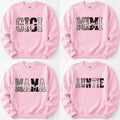 Personalized Grandma Sweatshirt, Custom Gigi Mimi Mama Auntie Nickname Design, Mother's Day Family Gift, Women, Pink Leopard Print Script Style