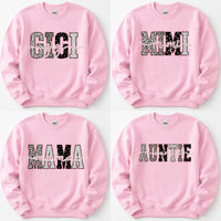 Personalized Grandma Sweatshirt, Custom Gigi Mimi Mama Auntie Nickname Design, Mother's Day Family Gift, Women, Pink Leopard Print Script Style
