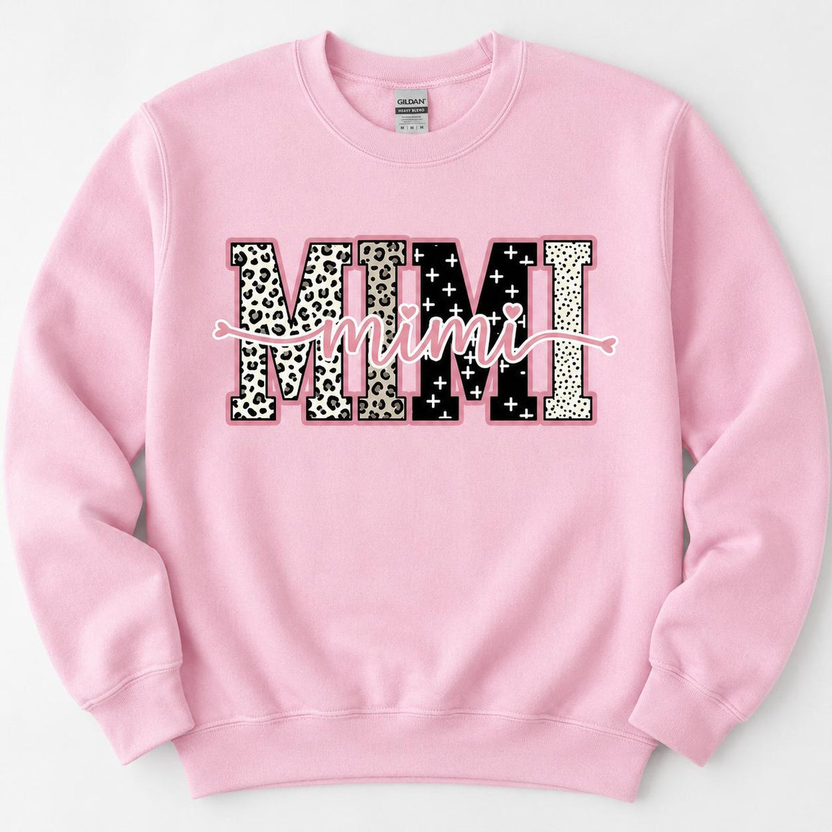 Personalized Grandma Sweatshirt, Custom Gigi Mimi Mama Auntie Nickname Design, Mother's Day Family Gift, Women, Pink Leopard Print Script Style