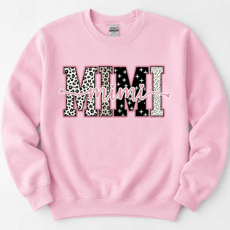 Personalized Grandma Sweatshirt, Custom Gigi Mimi Mama Auntie Nickname Design, Mother's Day Family Gift, Women, Pink Leopard Print Script Style