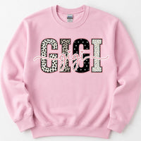 Personalized Grandma Sweatshirt, Custom Gigi Mimi Mama Auntie Nickname Design, Mother's Day Family Gift, Women, Pink Leopard Print Script Style