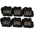 Personalized Grandma Sweatshirt Custom Leopard Nickname Gigi Mimi Nana Mama Mother's Day Family Matching Gift Women Leopard Varsity