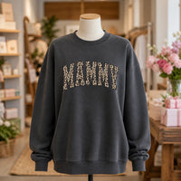 Personalized Grandma Sweatshirt, Custom Leopard Print Family Nickname Crewneck, Mama Mimi Gigi Auntie Mom Gift for Her