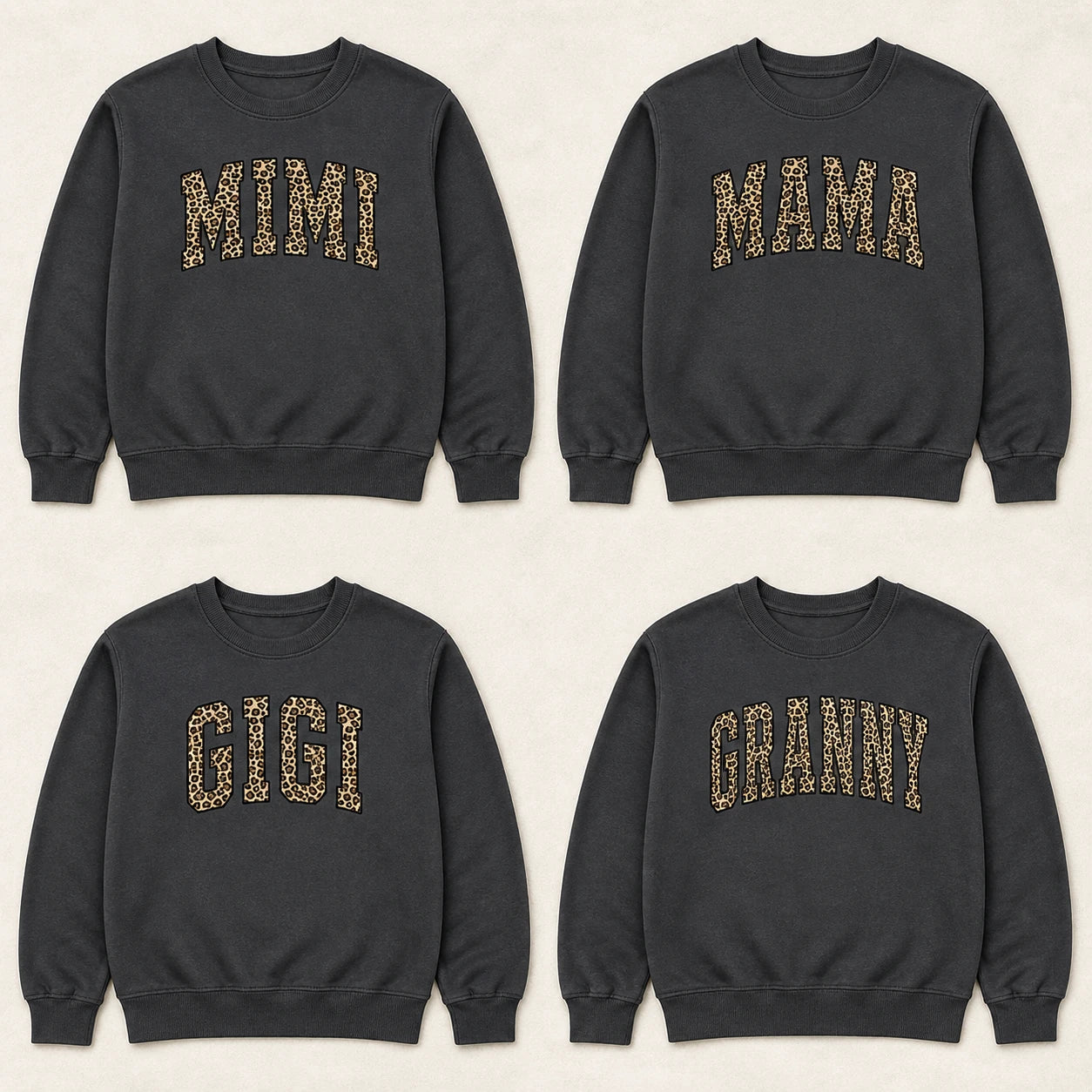 Personalized Grandma Sweatshirt, Custom Leopard Print Family Nickname Crewneck, Mama Mimi Gigi Auntie Mom Gift for Her