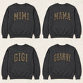 Personalized Grandma Sweatshirt, Custom Leopard Print Family Nickname Crewneck, Mama Mimi Gigi Auntie Mom Gift for Her