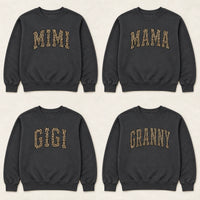 Personalized Grandma Sweatshirt, Custom Leopard Print Family Nickname Crewneck, Mama Mimi Gigi Auntie Mom Gift for Her