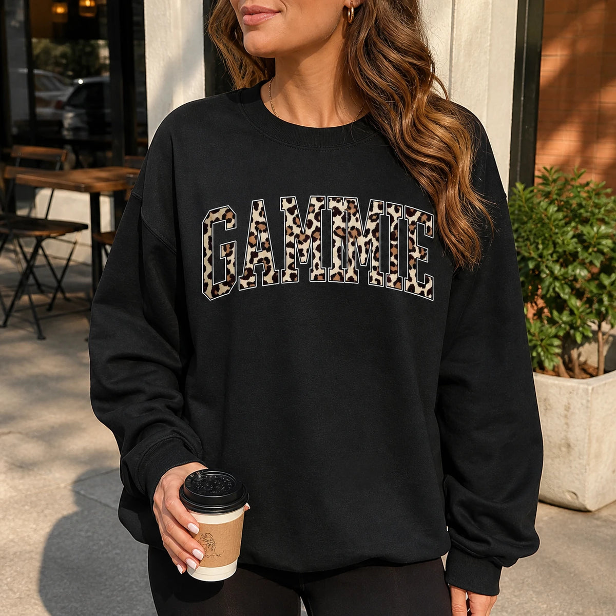 Personalized Grandma Sweatshirt Custom Leopard Nickname Gigi Mimi Nana Mama Mother's Day Family Matching Gift Women Leopard Varsity