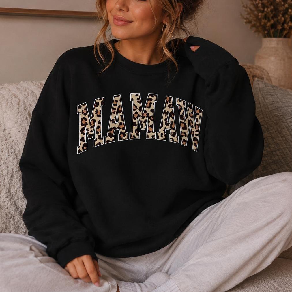 Personalized Grandma Sweatshirt Custom Leopard Nickname Gigi Mimi Nana Mama Mother's Day Family Matching Gift Women Leopard Varsity