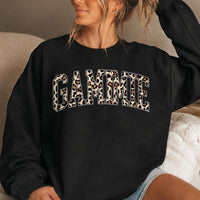 Personalized Grandma Sweatshirt Custom Leopard Nickname Gigi Mimi Nana Mama Mother's Day Family Matching Gift Women Leopard Varsity