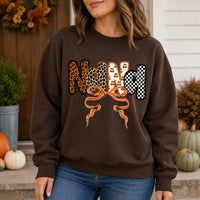 Personalized Grandma Sweatshirt Custom Mama Mimi Gigi Nana Auntie Leopard Bow Family Title Gift