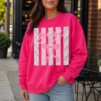 Personalized Grandma Sweatshirt, Custom Mimi Gigi Nana Mama Family Name, Mother's Day Grandma Gift for Women, Coquette Floral Bow Pink