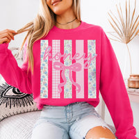 Personalized Grandma Sweatshirt, Custom Mimi Gigi Nana Mama Family Name, Mother's Day Grandma Gift for Women, Coquette Floral Bow Pink