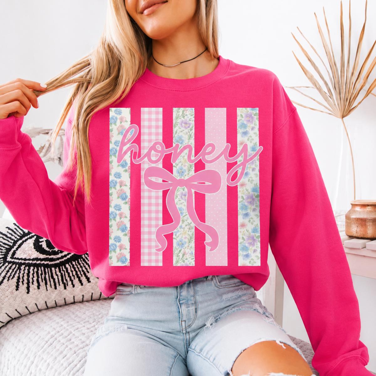 Personalized Grandma Sweatshirt, Custom Mimi Gigi Nana Mama Family Name, Mother's Day Grandma Gift for Women, Coquette Floral Bow Pink