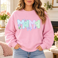 Personalized Grandma Sweatshirt, Custom Mama Grammy Granny Auntie, Pastel Coquette Gingham Floral Bow Design, Mother's Day Gift
