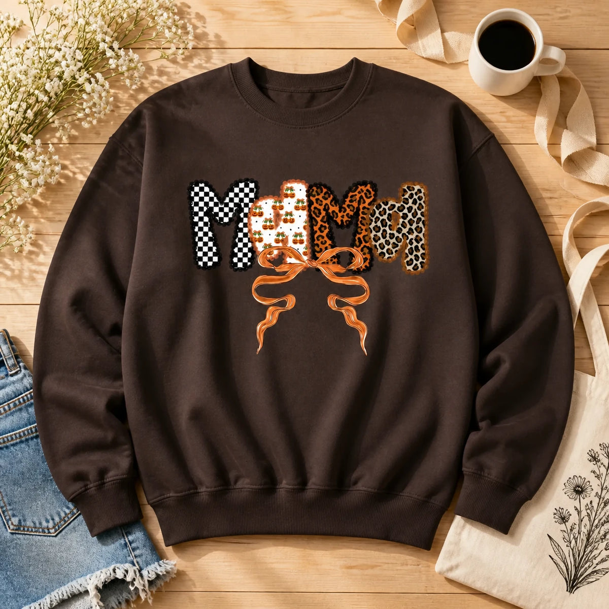 Personalized Grandma Sweatshirt Custom Mama Mimi Gigi Nana Auntie Leopard Bow Family Title Gift