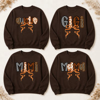 Personalized Grandma Sweatshirt Custom Mama Mimi Gigi Nana Auntie Leopard Bow Family Title Gift