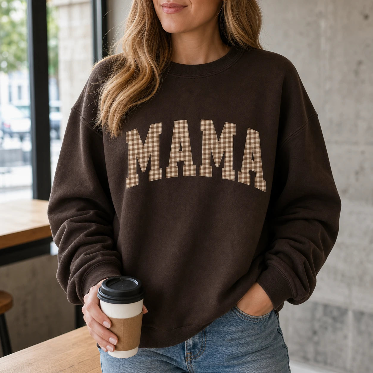 Personalized Grandma Sweatshirt, Custom Nana Gigi Mimi Grandma Nickname, Mother's Day Grandma Gift, Women, Vintage Gingham Varsity
