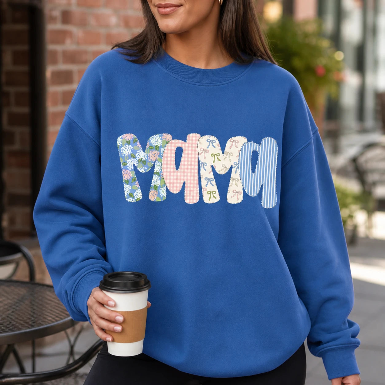 Personalized Grandma Sweatshirt Custom Nickname Mimi Gigi Mama Patchwork Applique Mother's Day Grandma Gift Women Floral Cottage Style