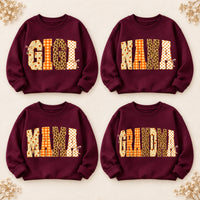 Personalized Grandma Sweatshirt, Floral Gingham Leopard