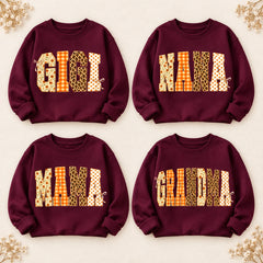 Personalized Grandma Sweatshirt, Floral Gingham Leopard